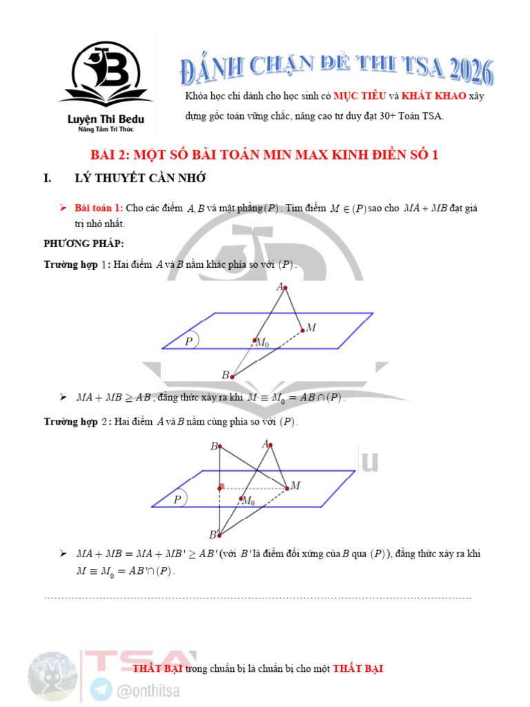 BÀI 2 - MỘT SỐ BÀI TOÁN MIN MAX KINH ĐIỂN SỐ 1 | PDF