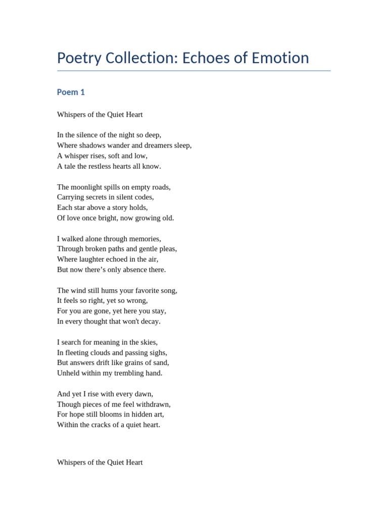 Poetry Collection 11 Pages | PDF | Silence | Sleep