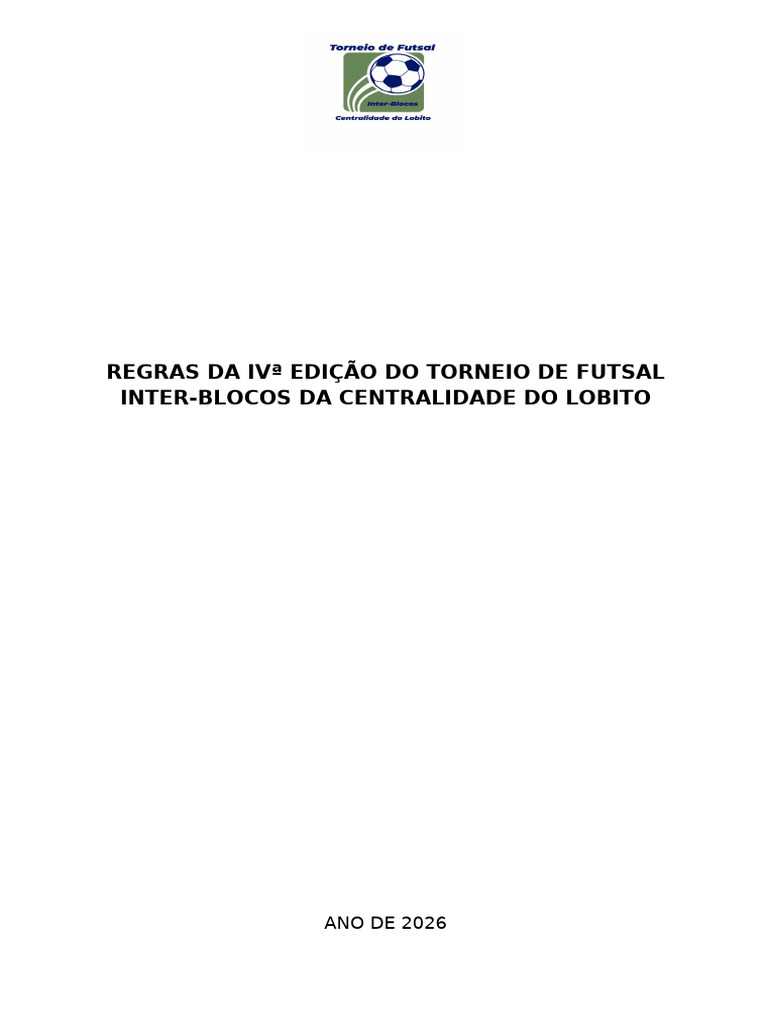 Regras Da 4 Edição Actualizada | PDF | Concorrência | Jogos com bola
