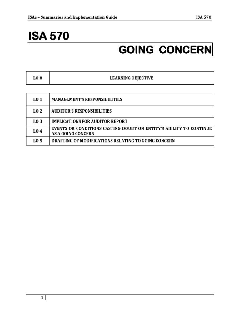 CFAP 06 Ebook Part 1 ISA 570 | PDF