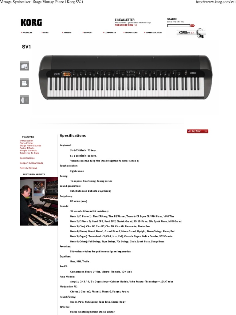 Vintage Synthesizer - Stage Vintage Piano - Korg SV-1 | PDF | Piano ...