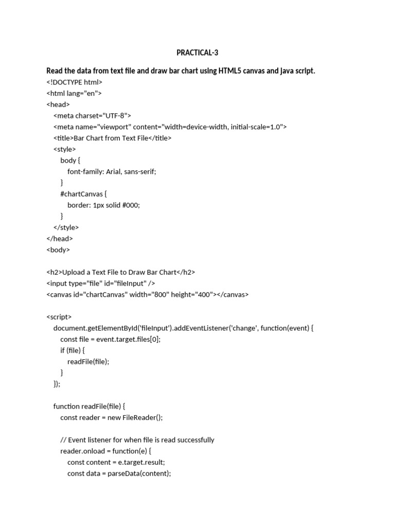Practical-3 Read The Data From Text File and Draw Bar Chart Using HTML5 ...