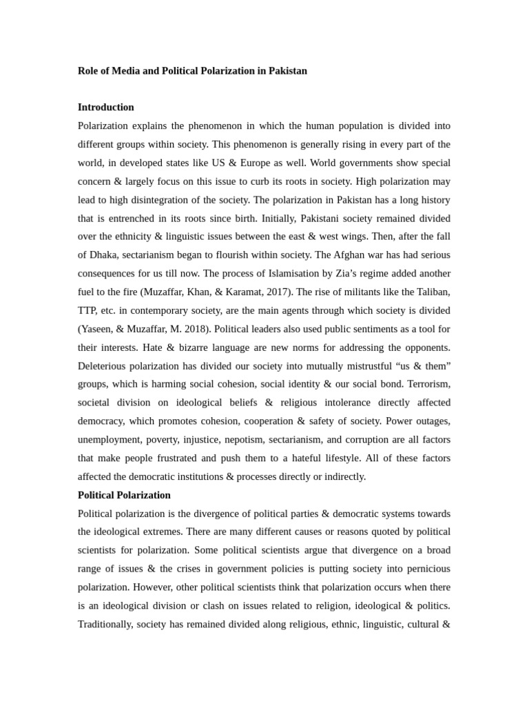 Role of Media and Political Polarization in Pakist | PDF