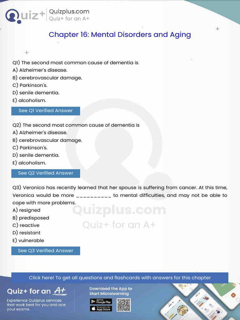 The Second Most Common Cause of Dementia Is | PDF | Dissociation ...