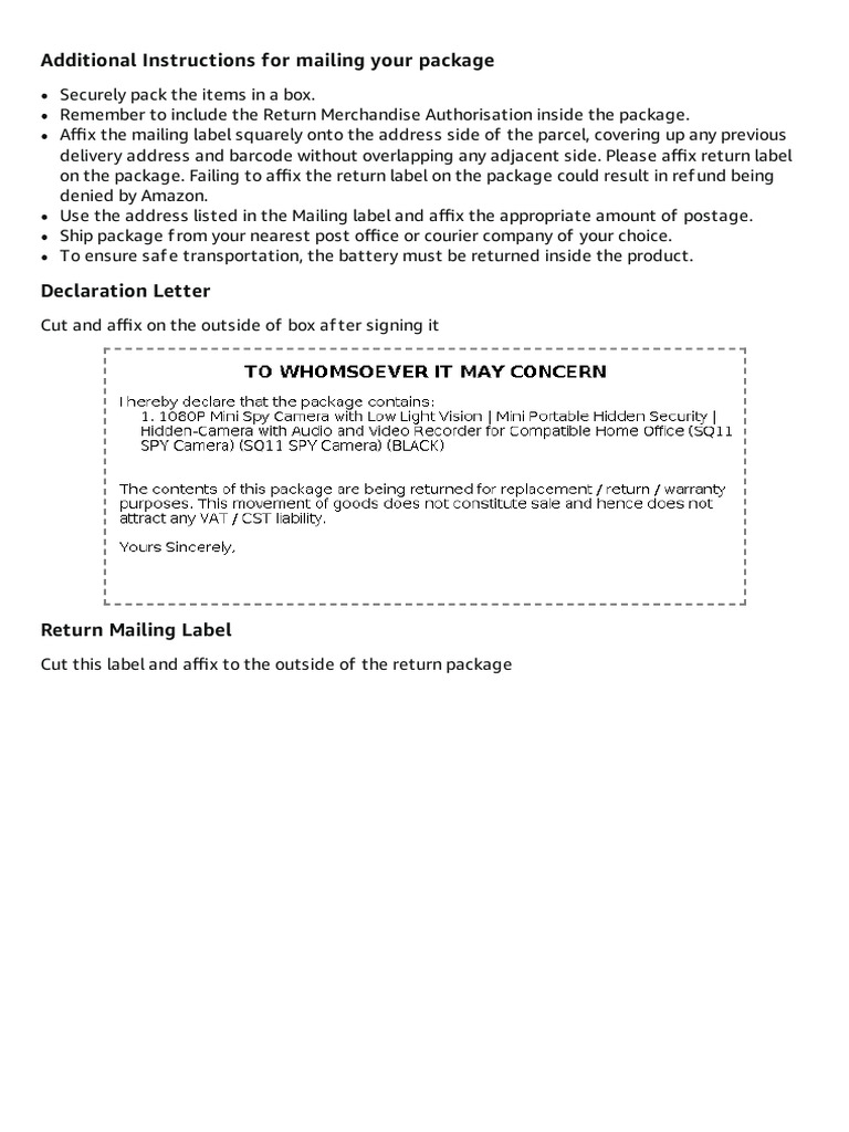 Amazon Return | PDF