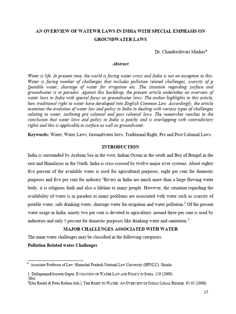 An Overview of Water Laws | PDF | Groundwater | Water
