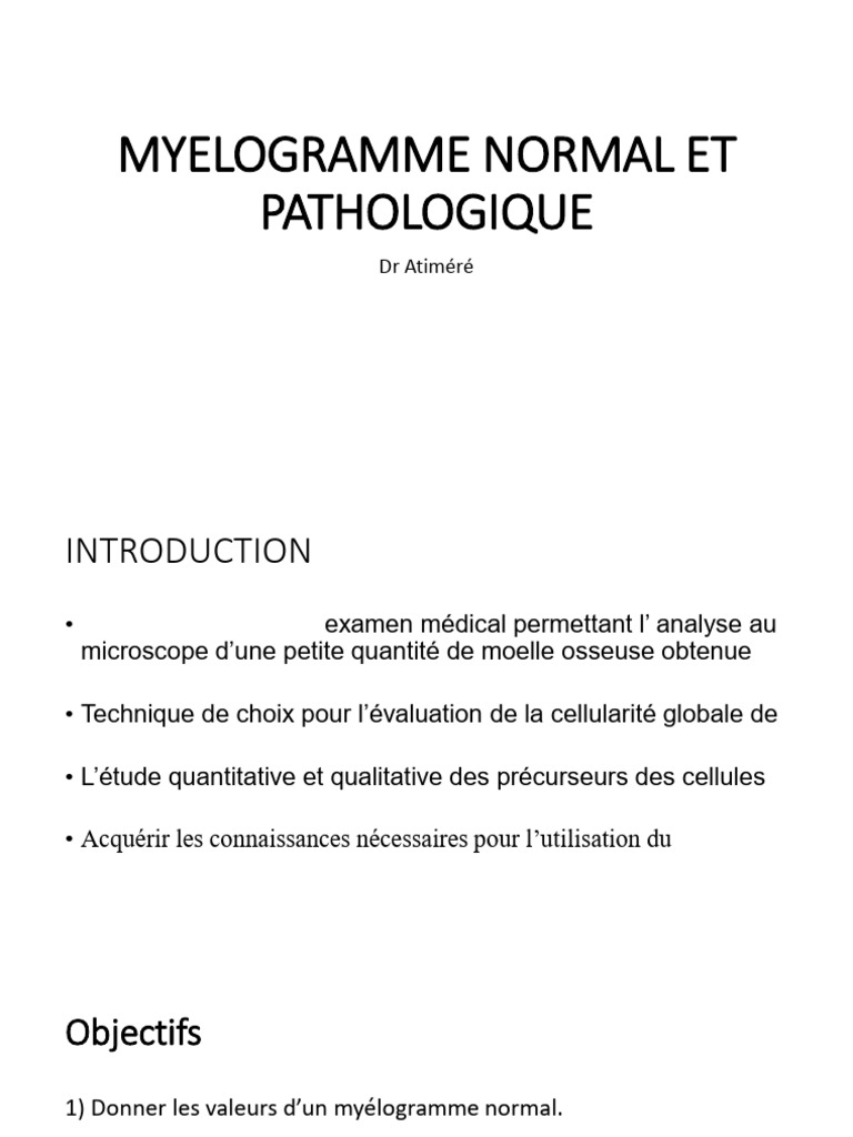 Myelogramme Normal Et Pathologique | PDF | Moelle osseuse | Spécialités ...