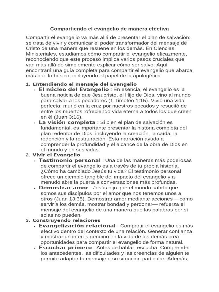 Compartiendo El Evangelio de Manera Efectiva | PDF | Jesús | Fe