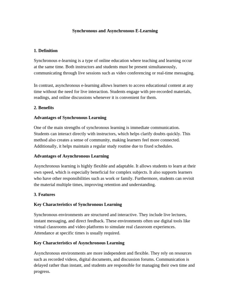 Synchronous Asynchronous Elearning | PDF
