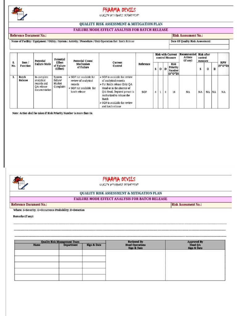Risk Assessment For Batch Release | PDF