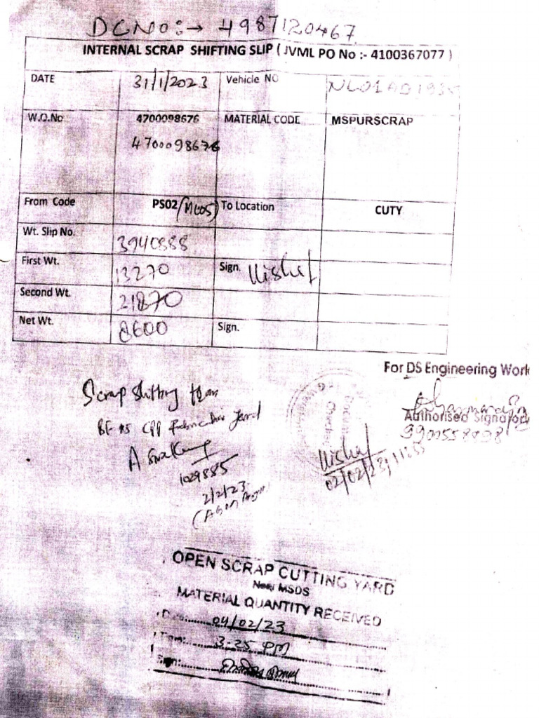 Internal Scrap Slip..8 | PDF