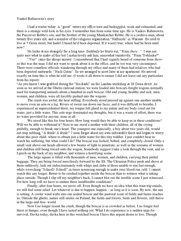 Yaakov Rabinowitz's Treblinka Account | PDF | Mystery, Thriller & Crime ...