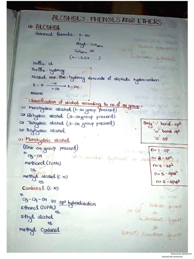 Alcohol Phenol Ether (1) PDF Note | PDF