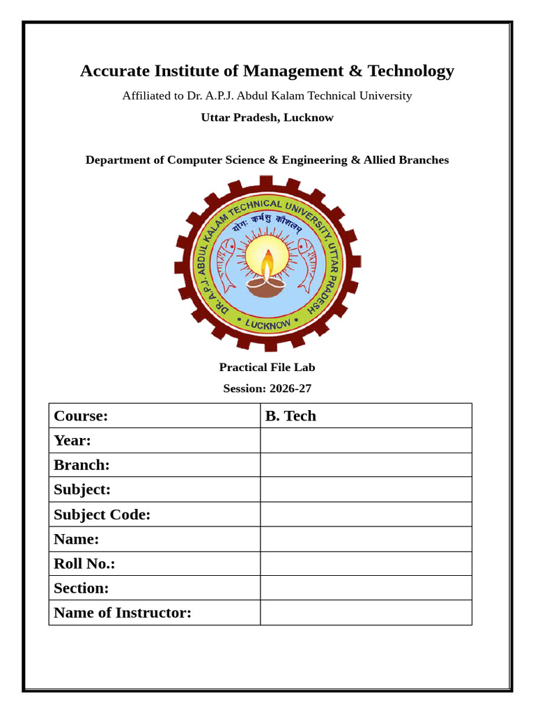 Practical File Front Page | PDF