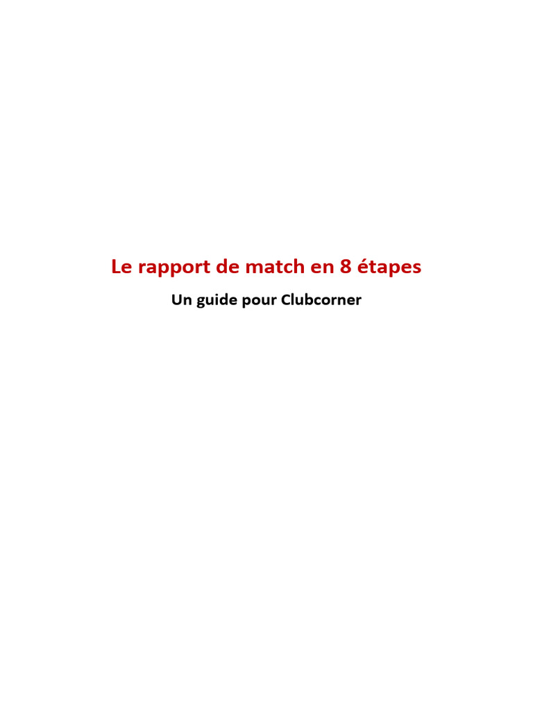 955 Le Rapport de Match en 8 Etapes | PDF