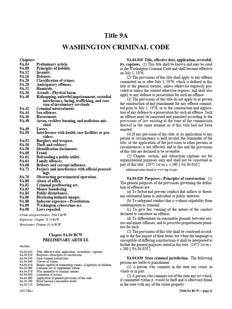 WASHINGTON Criminal Code | PDF