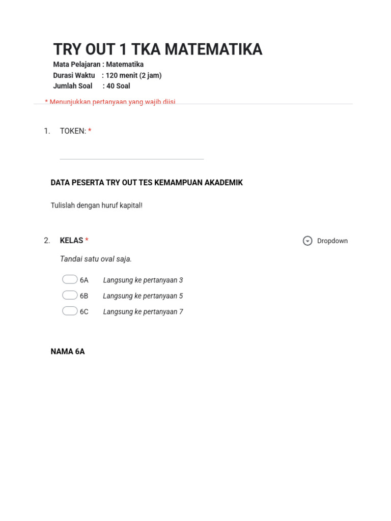 Try Out 1 Tka Matematika | PDF