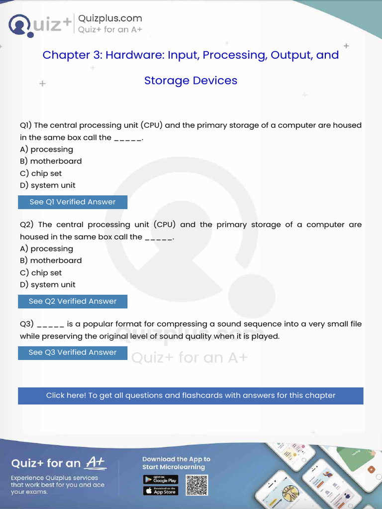 The Central Processing Unit Cpu and The Primary Storage of A Computer ...