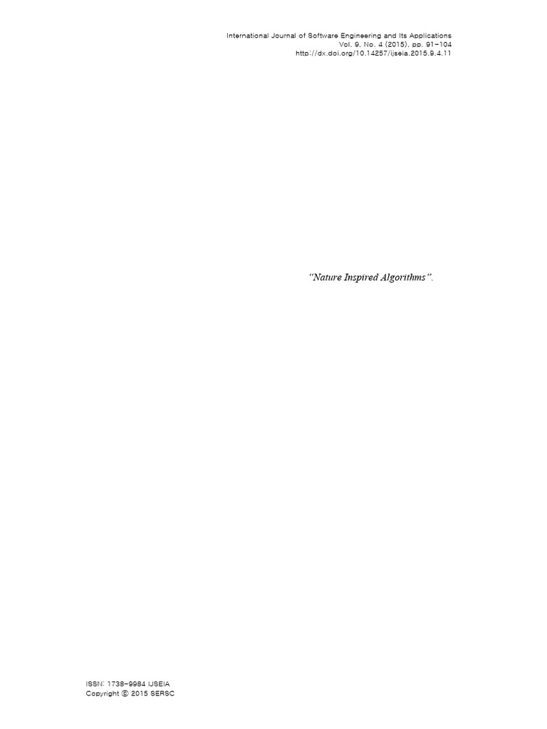 An Exhaustive Survey On Nature Inspired Optimization Algorithms | PDF