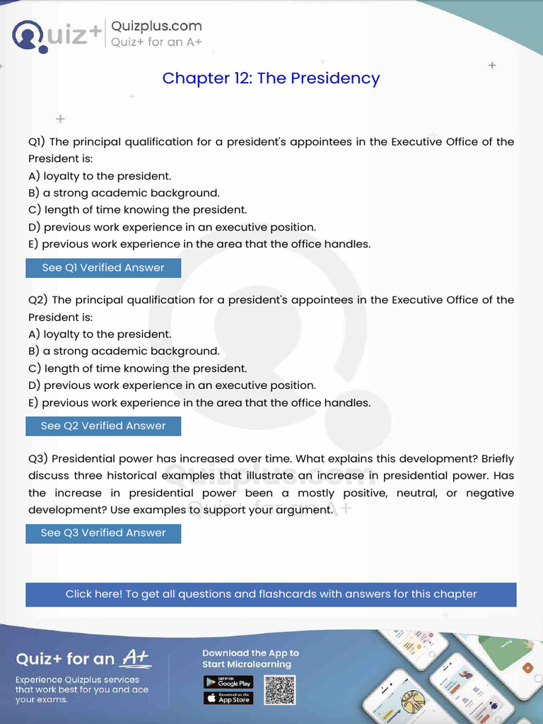 The Principal Qualification For A Presidents Appointees in The ...
