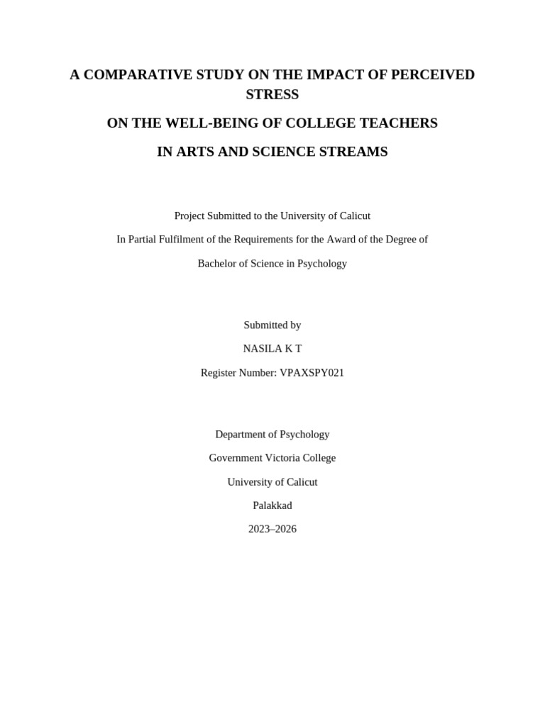 FULL Comparative Study Perceived Stress Teachers | PDF | Well Being ...