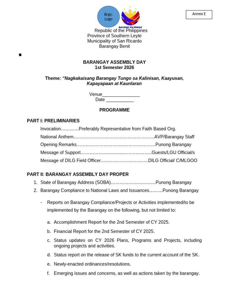 Annex E - Programme Template | PDF