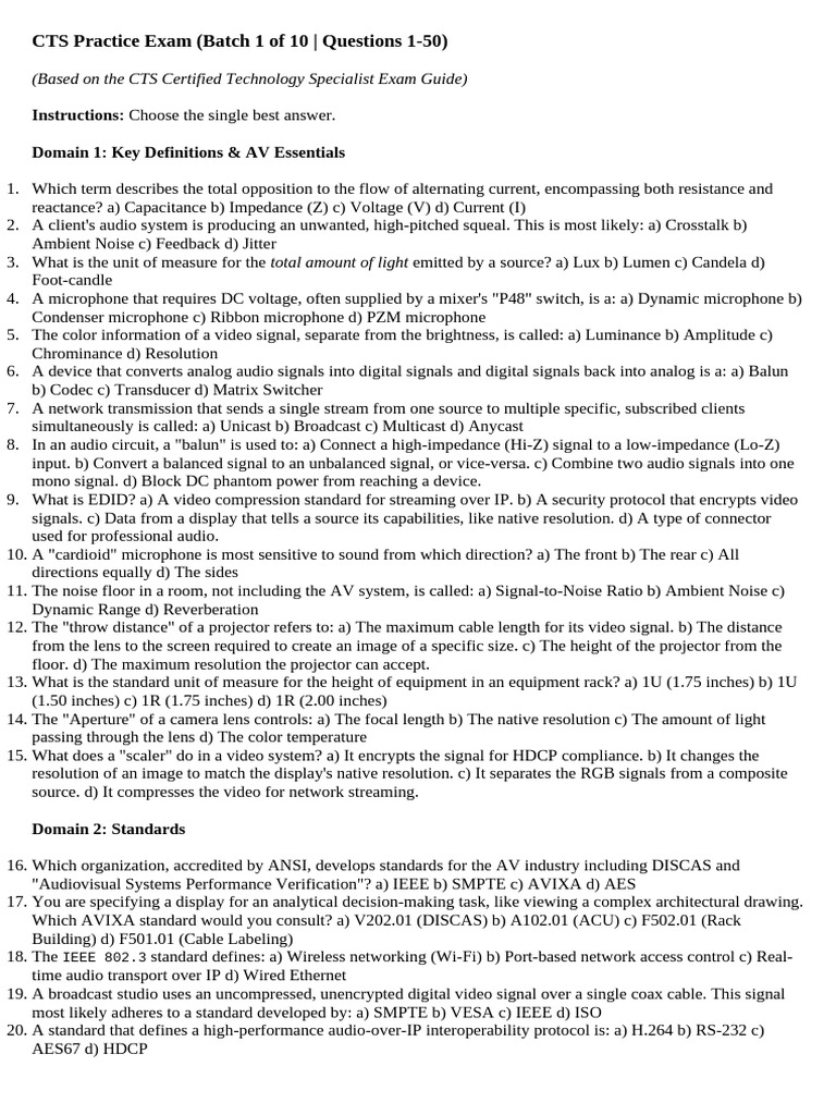 CTS Practice Exam | PDF