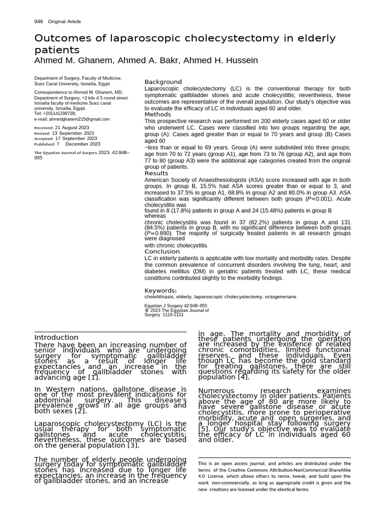Outcomes of Laparoscopic Cholecystectomy In.16 | PDF