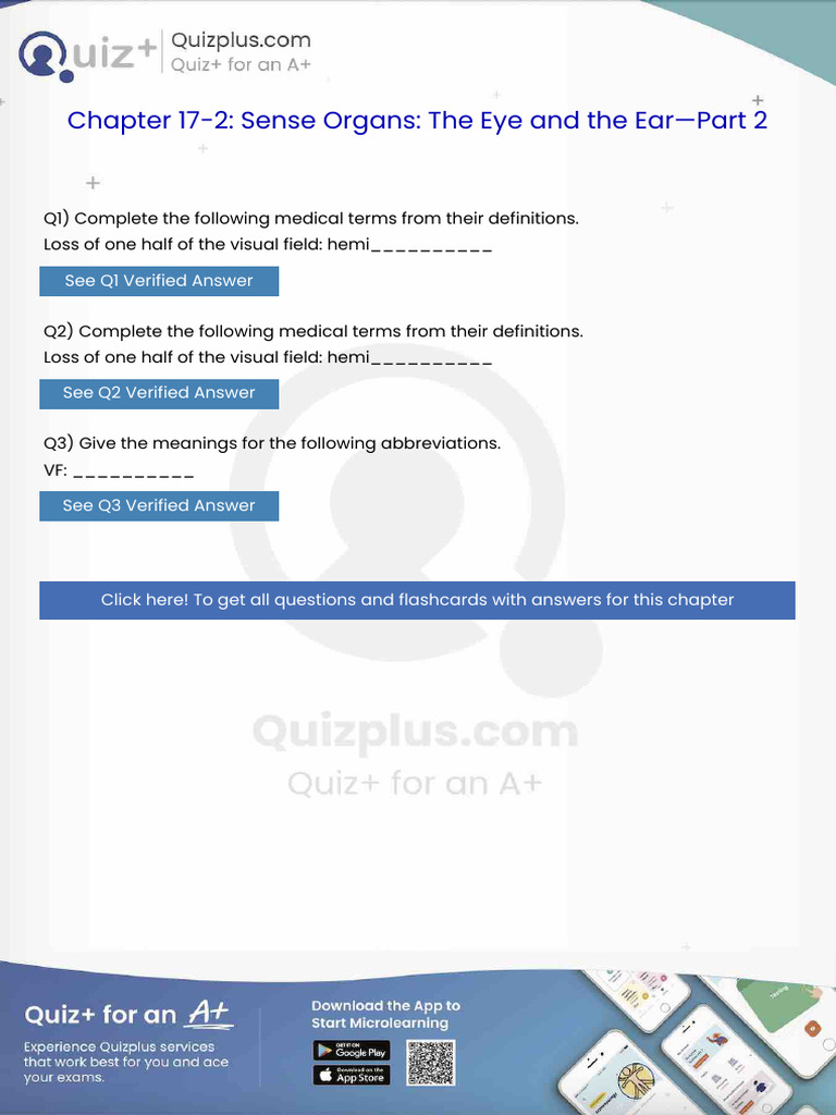 Complete The Following Medical Terms From Their Definitionsloss of One ...