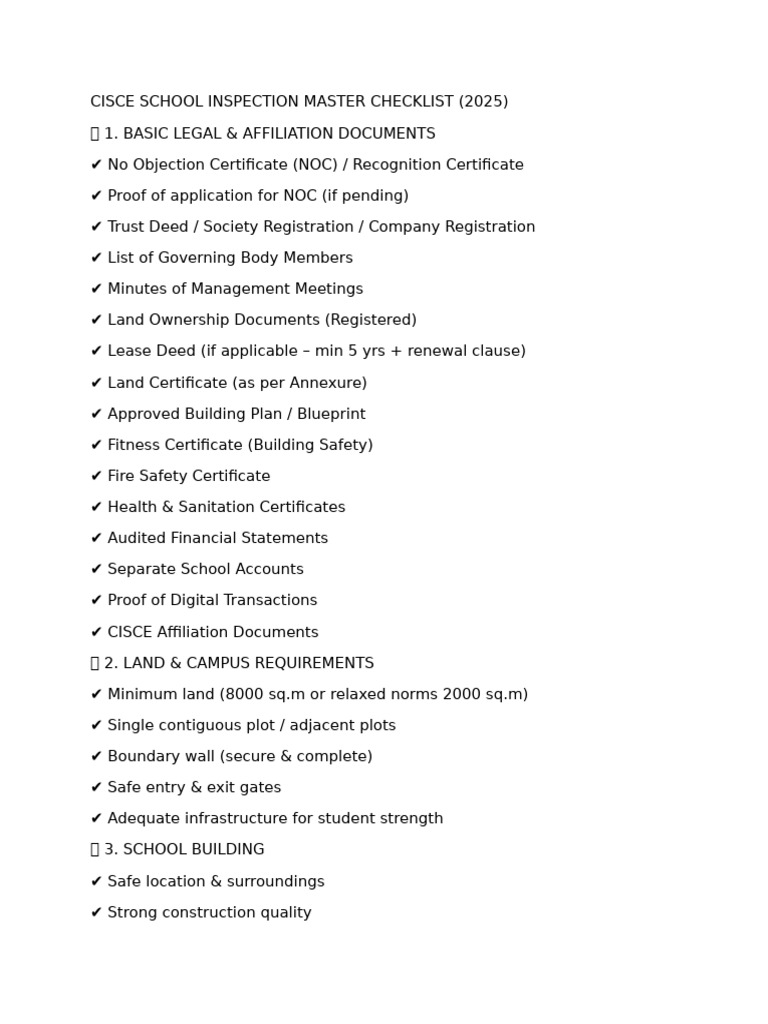 School Inspection Master Checklist | PDF | Teachers | Libraries