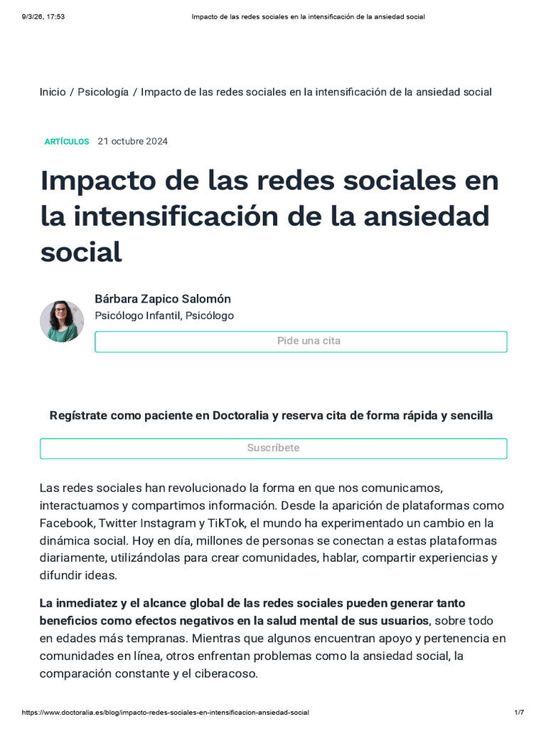 Impacto de Las Redes Sociales en La Intensificación de La Ansiedad ...