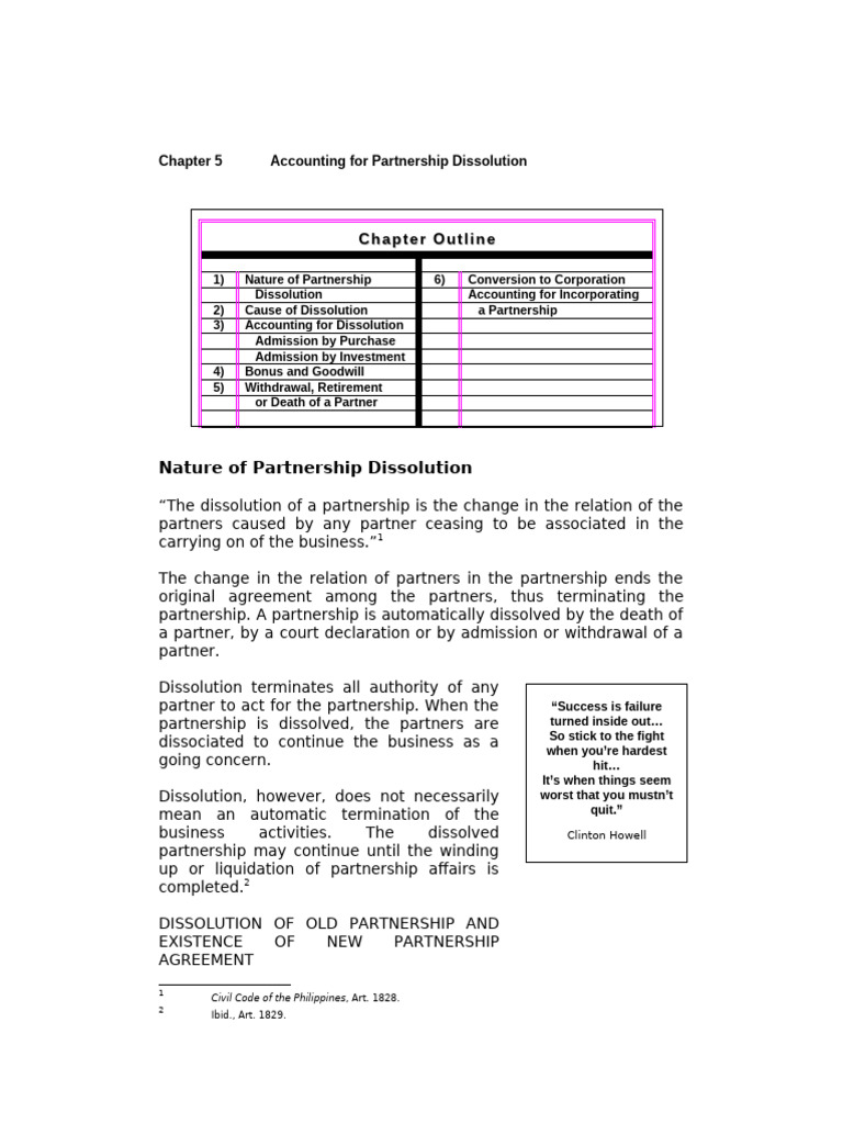Partnership Dissolution Reading Material | PDF