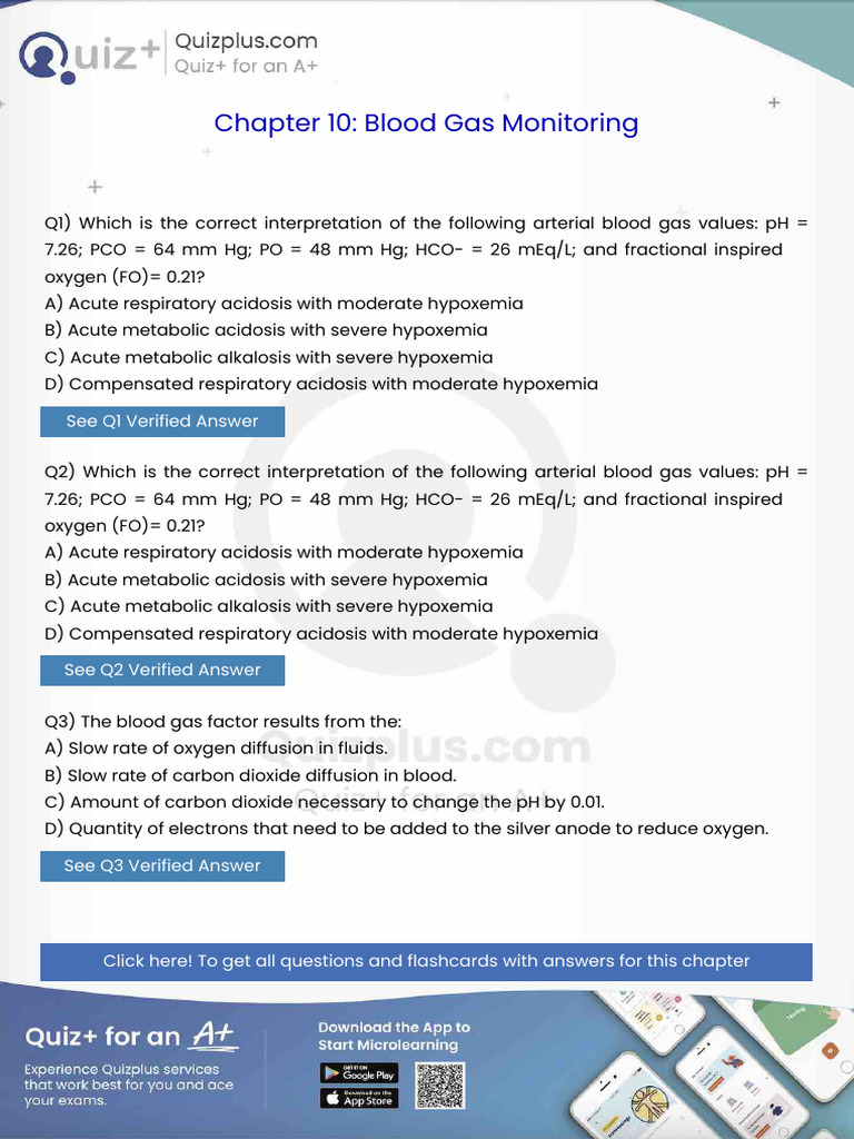 Which Is The Correct Interpretation of The Following Arterial Blood Gas ...