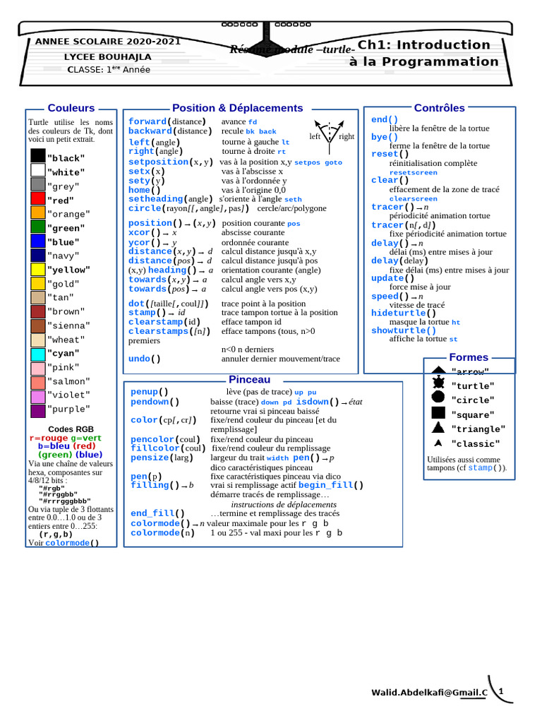 Ch1 Programmation Turtle Résumé | PDF