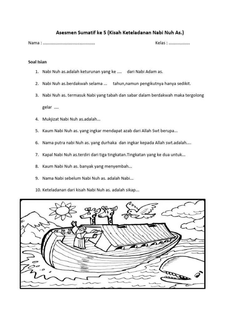 Asesmen Sumatif Ke 5 Kisah Nabi Nuh As. | PDF