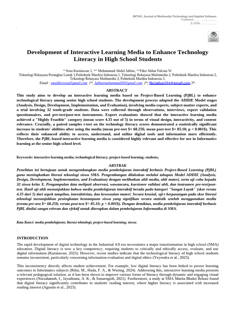 Development of Interactive Learning Media To Enhance Technology ...