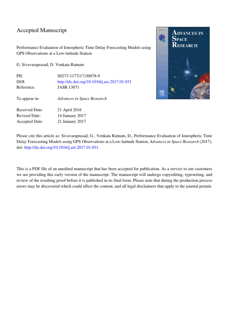 Accepted Manuscript: Advances in Space Research | PDF