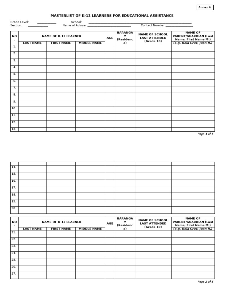Annex A UPDATED Educ - Assistance Program | PDF