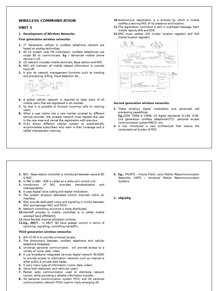 Wireless Communication Notes | PDF | Cellular Network | 3 G