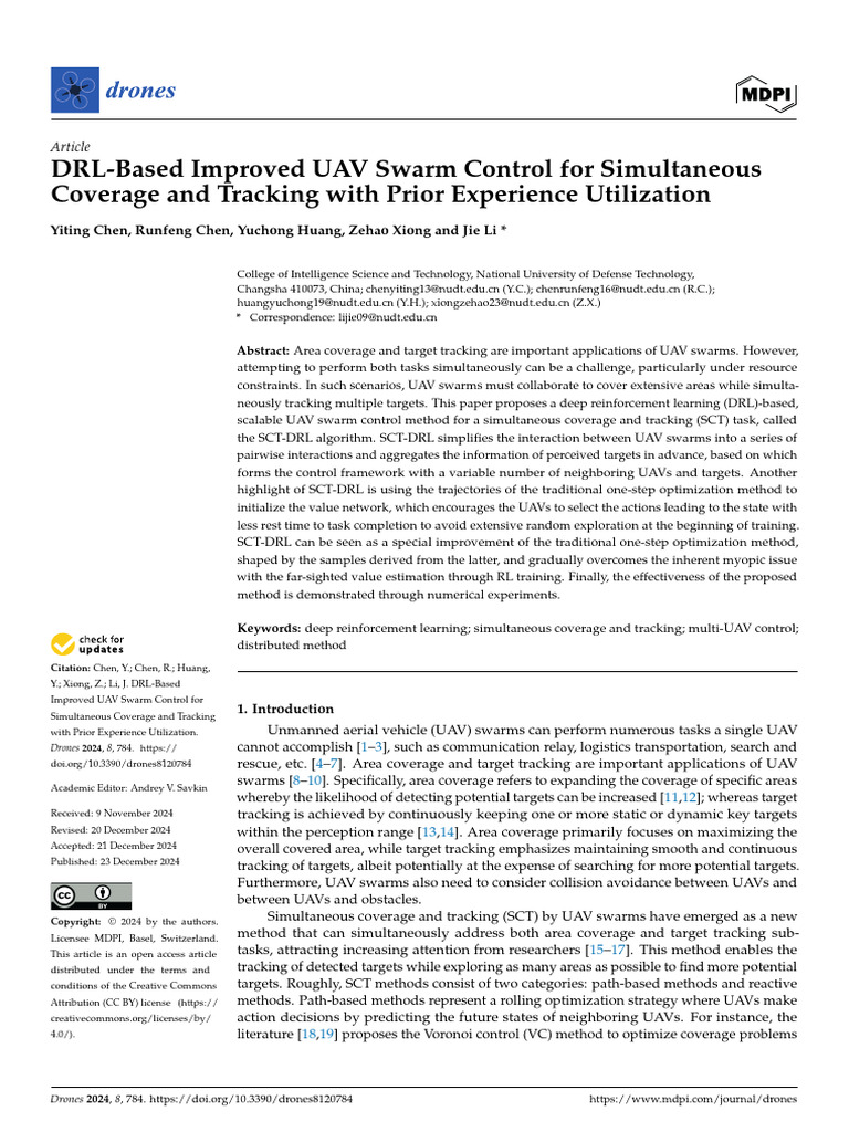 DRL-Based Improved UAV Swarm Control For Simultaneous Coverage and ...