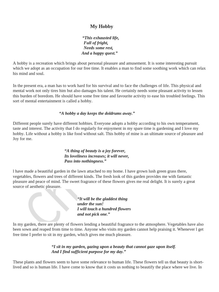 My Hobby | PDF
