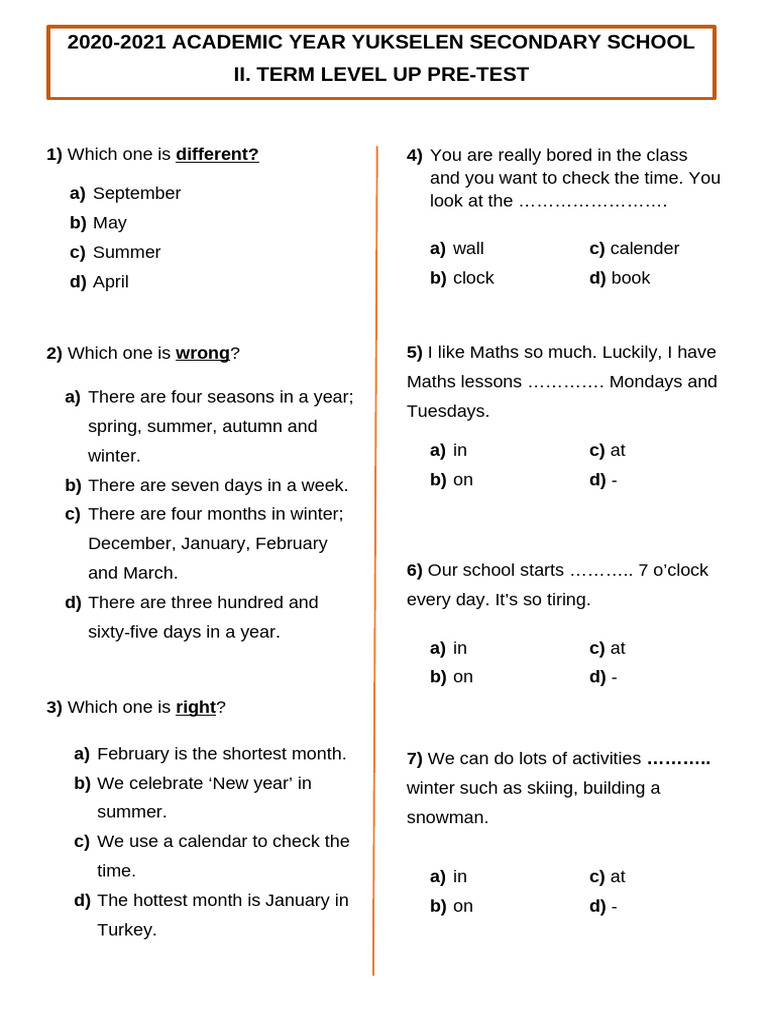 Level Up Pre-Test | PDF | Lion