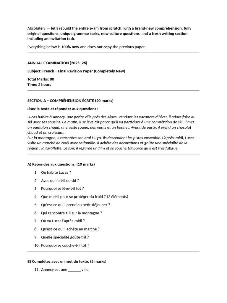 French Sample Paper5 | PDF