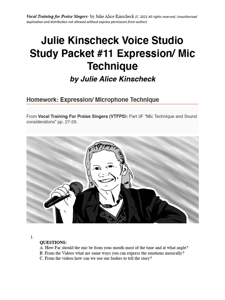 VTFPS Study Pack #11 - Expressions & Mic Technique | PDF | Singing ...