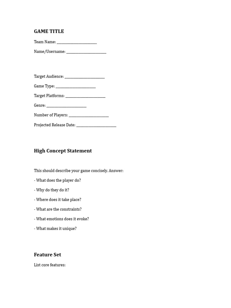 Game Spec Template | PDF