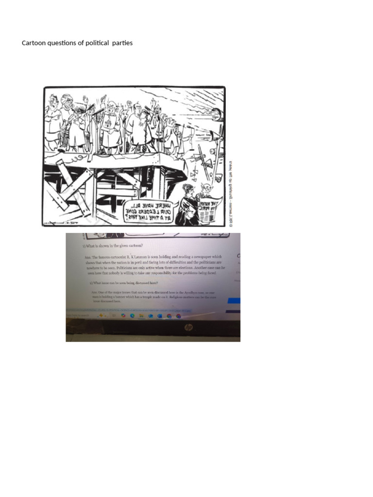 Cartoon Questions of Political Parties | PDF