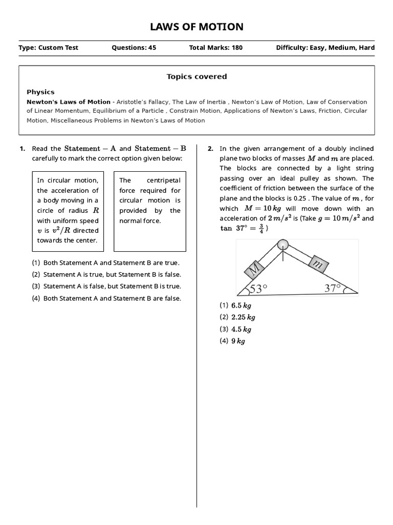 Laws of Motion | PDF | Force | Newton's Laws Of Motion