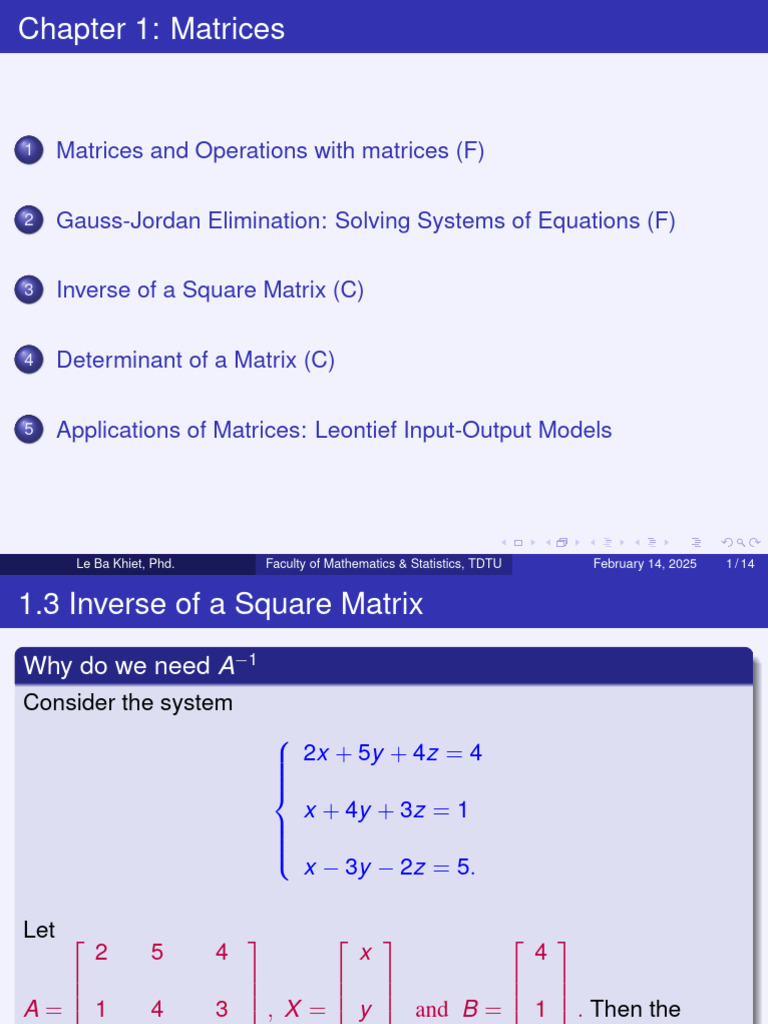Matrices and Operations With Matrices (F) | PDF
