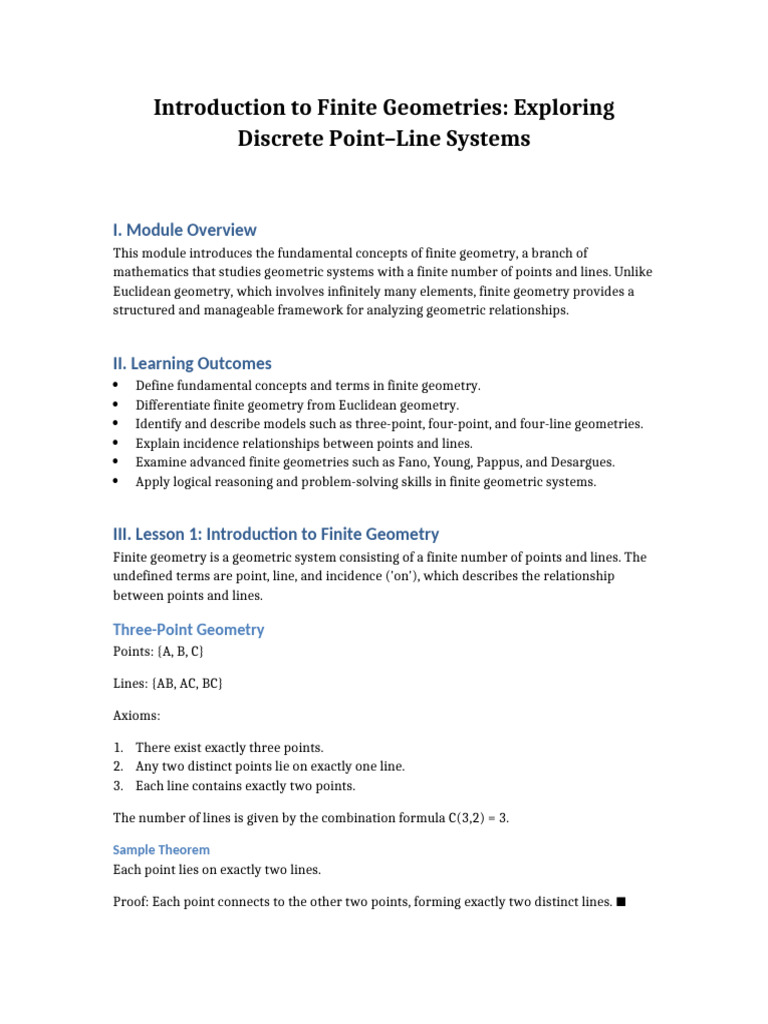 Finite Geometry Module | PDF