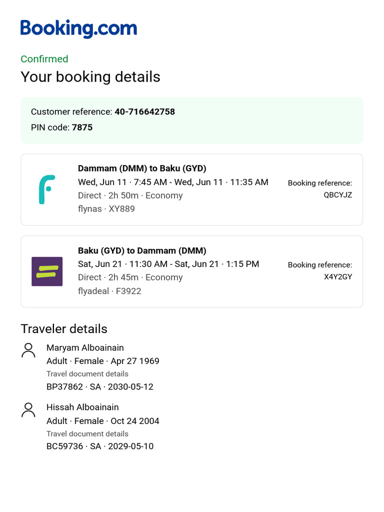 40 716642758 Flight Booking Details | PDF